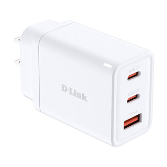 D-Link USB charger with multiple ports on a white background - D-Link 65W Multi-Port GaN Charger - DCP-651