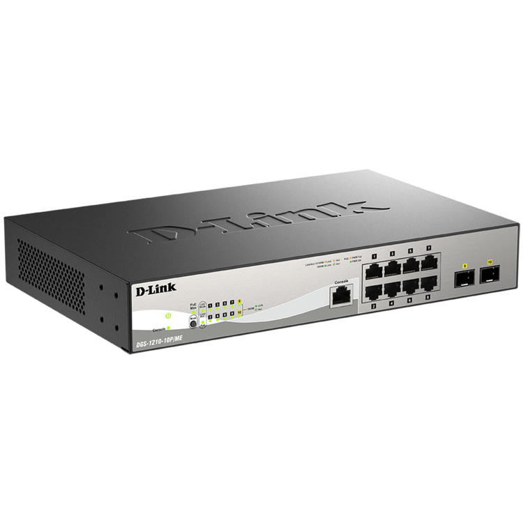 D-Link 10-Port Gigabit PoE Metro Ethernet Switch with 2 SFP Ports - (DGS-1210-10P/ME)