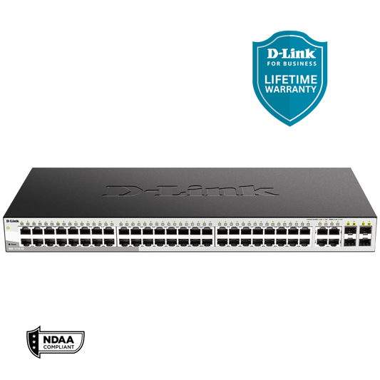 D-Link 52-Port Gigabit Smart Managed Switch | 48 GbE + 4 Combo SFP Ports | L2+| Web Managed | Rackmount | NDAA Compliant (DGS-1210-52)