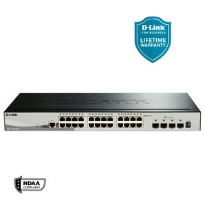 D-Link 28-Port Gigabit Stackable Managed Switch with 10G Uplinks (DGS-1510-28X) | 24 Gigabit Ports + 4 10GbE SFP+ Ports| L3 Lite | VLANs | Follows NDAA