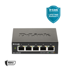D-Link 5-Port Gigabit Smart Managed Switch (DGS-1100-05V2) Web Managed | Cable Diagnostics | Fanless | Compact Metal Desktop | NDAA Compliant