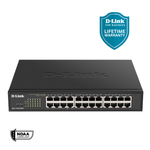 D-Link 24-Port Gigabit Smart Managed PoE+ Switch (DGS-1100-24PV2) | 12 PoE+ Ports (100W) | NDAA Compliant | Lifetime Warranty
