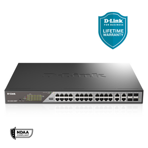 D-Link 28-Port Gigabit Poe++ Smart Managed Switch (518W PoE budget) with 4 Combo SFP Ports - (DSS-200G-28MPP)