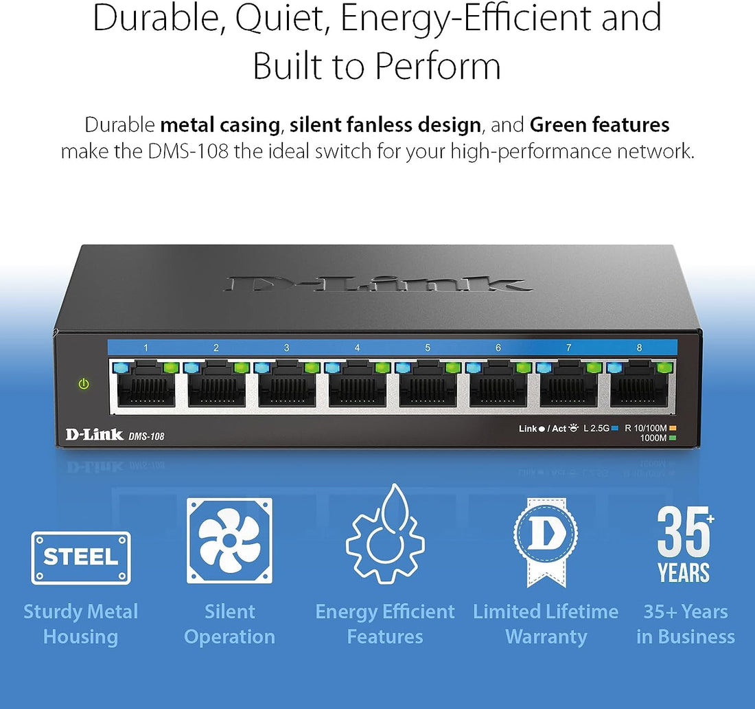 D-Link 8-Port 2.5Gb Unmanaged Gaming Switch with 8 x 2.5G - Multi-Gig ...