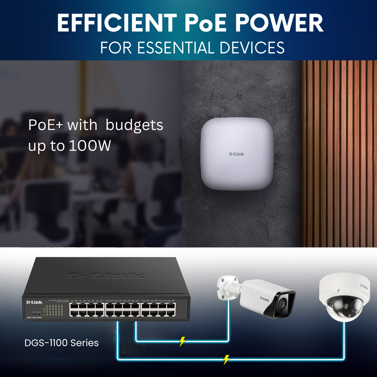 D-Link 8-Port Gigabit Smart Managed PoE+ Switch | 8 PoE+ Ports (64W ... image.