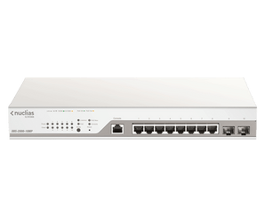 D-Link 10-Port Nuclias Gigabit Ethernet PoE Switch (DBS-2000-10MP) | 8xGigE ports & 2xGig SFP Combo ports | Cloud-Managed (130 Watt)