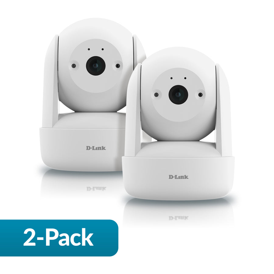 D-Link 2K Pan & Tilt Wi-Fi 6 Camera 2-Pack on white background