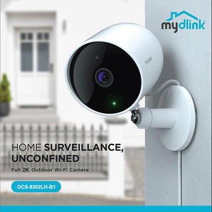 D-Link 2K Indoor/Outdoor Wi-Fi Camera w/1296p, Sound & Motion Detection, 2-Way Audio, Cloud & Local Recording, Night Vision (DCS-8302LH-B1)