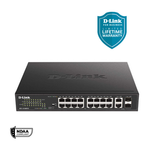 D-Link 18-Port Fast Ethernet PoE+ Unmanaged/Plug and Play Switch | 16 PoE+ Ports (247W)+ 2 GbE Combo Ports | Fanless | Desktop/Rackmount - (DES-1018MPV2)