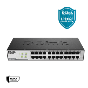 D-Link 24-Port Fast Ethernet Unmanaged/Plug and Play Switch | Fanless | Desktop/Rackmount - (DES-1024D)