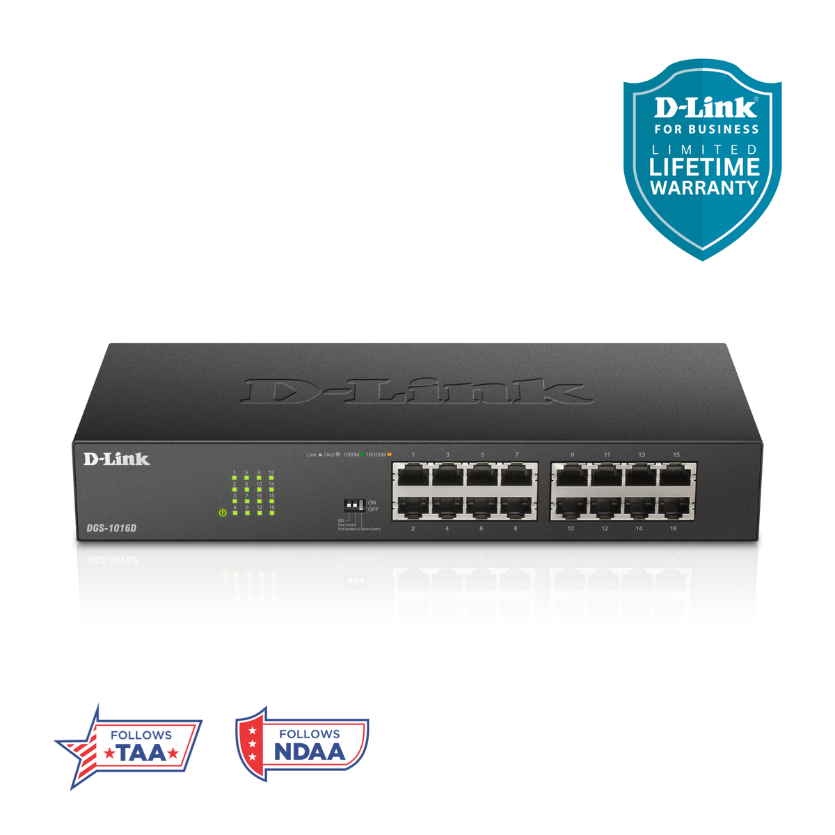 D-Link 16-Port Gigabit Unmanaged Ethernet Switch (DGS-1016D