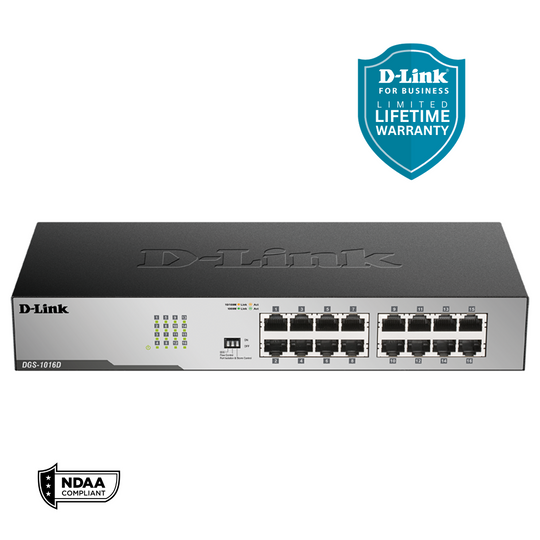 D-Link 16-Port Gigabit Ethernet Unmanaged Desktop Switch - (DGS-1016D)