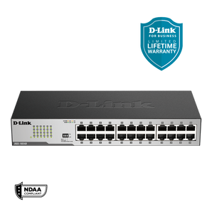 D-Link 24-Port Gigabit Unmanaged/ Plug and Play Switch (DGS-1024D) Fanless | Metal Compact | Desktop/Rackmount