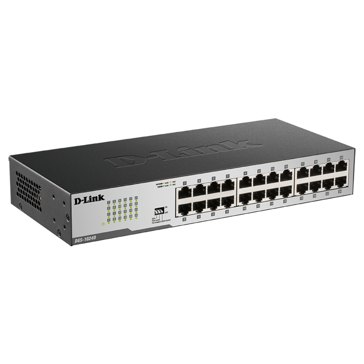 D-Link 24-Port Gigabit Unmanaged/ Plug and Play Switch | Fanless | Metal Compact | Desktop/Rackmount - (DGS-1024D)