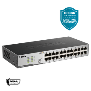 D-Link 24-Port Gigabit Unmanaged/ Plug and Play Switch | Fanless | Metal Compact | Desktop/Rackmount - (DGS-1024D)