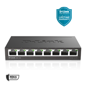 D-Link 8-Port Gigabit Unmanaged/Plug and Play Switch | Fanless | Metal Compact Desktop - (DGS-108)