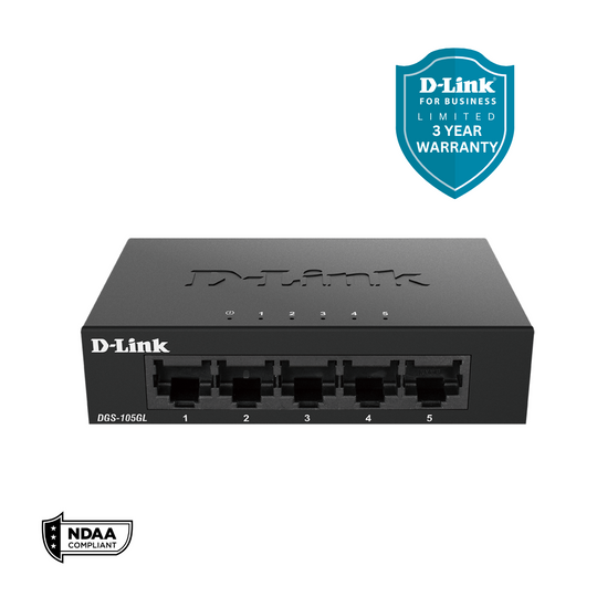 D-Link 5-Port Gigabit Ethernet Unmanaged Metal Compact Switch - (DGS-105GL)
