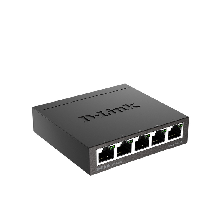 [Certified Refurbished] D-Link 5-Port Gigabit Unmanaged/Plug and Play Switch | Fanless | Metal Compact Desktop - (DGS-105/RE)