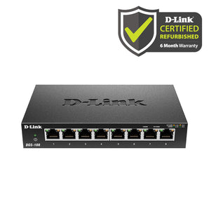 [Certified Refurbished] D-Link 8-Port Gigabit Unmanaged/Plug and Play Switch | Fanless | Metal Compact Desktop - (DGS-108/RE)