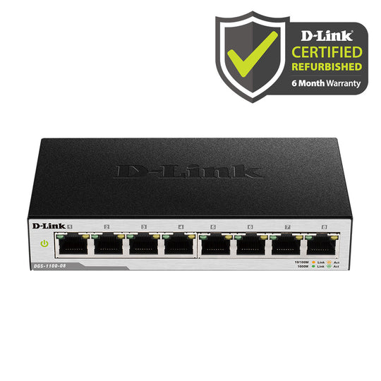 D-Link [Certified Refurbished] 8-Port Gigabit Smart Managed Switch - (DGS-1100-08/RE)
