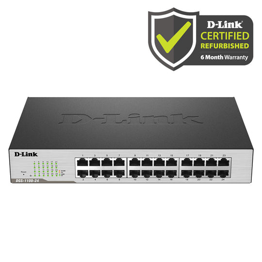 D-Link [Certified Refurbished] 24-Port Gigabit Ethernet Web-Smart Managed Desktop Switch - (DGS-1100-24/RE)