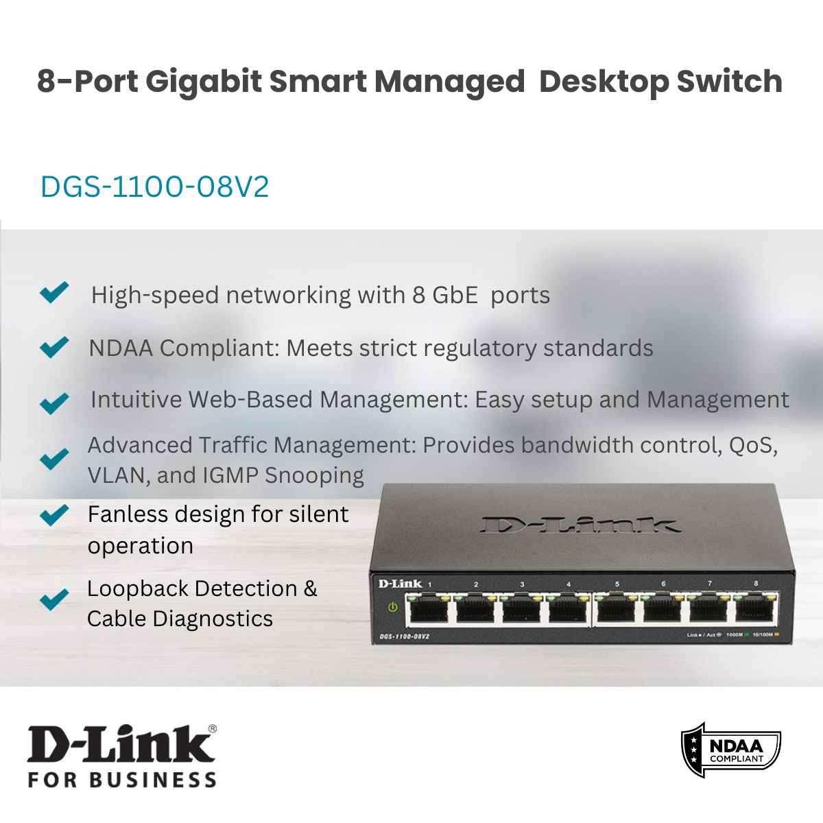 D-Link 8-Port Gigabit Smart Managed Switch | Web Managed | Cable D-Link 8-Port Gigabit Smart Managed Switch | Web Managed | Cable