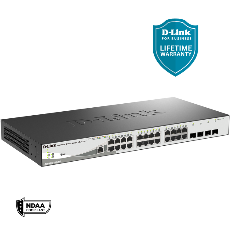 D-Link 28-Port PoE Metro Gigabit Ethernet Managed Desktop Switch - (DGS-1210-28P/ME)