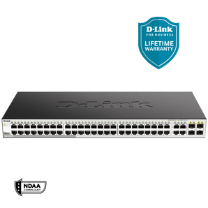 D-Link 52-Port Gigabit Smart Managed Switch | 48 GbE + 4 Combo SFP Ports| L3 Lite | Web Managed| Optional Nuclias Connect |Surveillance Mode | NDAA Compliant (DGS-1210-52)