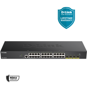 D-Link 28-Port Gigabit Smart Managed Switch | 24 GbE + 4 10G SFP+ Ports | L3 Lite| Web Managed | Surveillance Mode | NDAA Compliant (DGS-1250-28X-6KV)