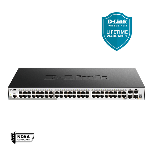 D-Link 52-Port Gigabit Stackable Smart Managed Switch with 10G Uplinks | 48 Gigabit Ports + 4 10GbE SFP+ Ports| L3 Lite |VLANs |Web Managed |Surveillance Mode |NDAA Compliant (DGS-1510-52X)