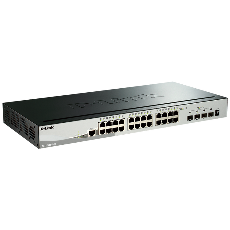 D-Link 28-Port Gigabit Stackable Smart Managed Switch with 10G Uplinks | 24 Gigabit Ports + 4 10GbE SFP+ Ports| L3 Lite |VLANs |Web Managed |Surveillance Mode |NDAA Compliant - (DGS-1510-28X)