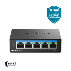 D-Link 5-Port 2.5Gb Unmanaged Gaming Switch with 5 x 2.5Gb - Multi-Gig, Network, Fanless, Plug & Play - (DMS-105)