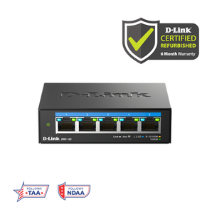 [Certified Refurbished] D-Link 5-Port 2.5Gb Unmanaged Gaming Switch with 5 x 2.5Gb ports- Multi-Gig, Network, Fanless, Plug & Play - (DMS-105/RE)