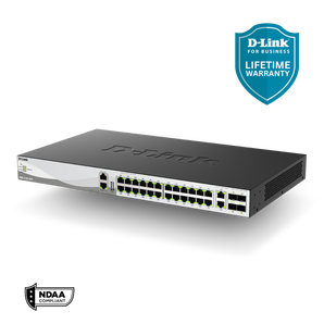 D-Link 30-Port Managed Multi-Gigabit Stackable Switch with 25GbE Uplinks | 24 1G/2.5G Ports + 2 1/2.5/5/10G Ports + 4 10/25G SFP28 Uplinks | L3 | Stacking | NDAA Compliant - (DMS-3130-30TS)