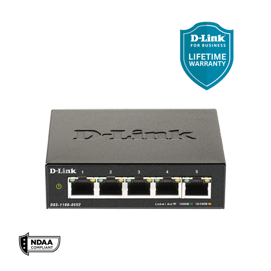 D-Link 5-Port Gigabit Ethernet Web-Smart Managed Metal Compact Switch - (DGS-1100-05V2)