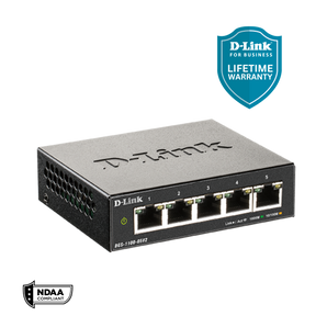 D-Link 5-Port Gigabit Smart Managed Switch | Web Managed | Cable Diagnostics | Fanless | Compact Metal Desktop | NDAA Compliant - (DGS-1100-05V2)