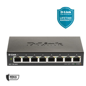 D-Link 8-Port Gigabit Smart Managed Switch | Web Managed | Cable Diagnostics | Fanless | Compact Metal Desktop | NDAA Compliant - (DGS-1100-08V2)