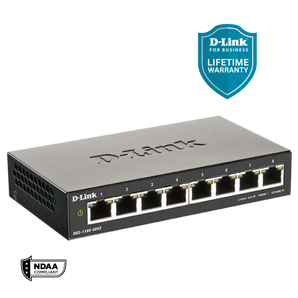 D-Link 8-Port Gigabit Smart Managed Switch | Web Managed | Cable Diagnostics | Fanless | Compact Metal Desktop | NDAA Compliant - (DGS-1100-08V2)