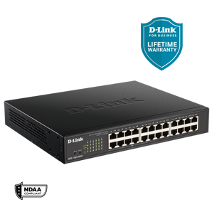 D-Link 24-Port Gigabit Smart Managed PoE+ Switch | 12 PoE+ Ports (100W) | NDAA Compliant | Lifetime Warranty - (DGS-1100-24PV2)