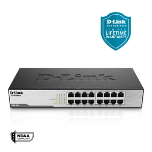 D-Link 16-Port Fast Ethernet Unmanaged/ Plug and Play Switch | Fanless | Desktop/Rackmount - (DSS-16+)