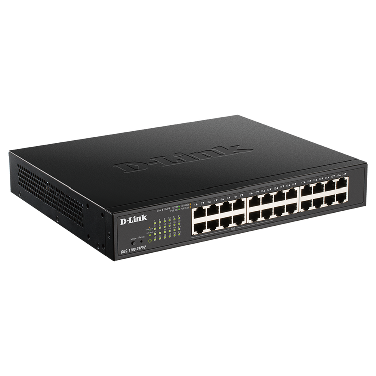D-Link 24-Port Gigabit Smart Managed PoE+ Switch | 12 PoE+ Ports (100W) | NDAA Compliant | Lifetime Warranty - (DGS-1100-24PV2)