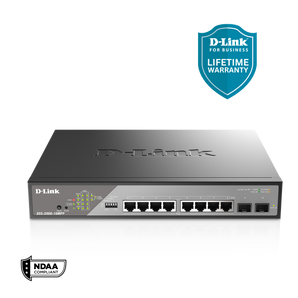 D-Link 10-Port Gigabit PoE++ Smart Managed Switch (242W PoE Budget) with 2 SFP Ports - (DSS-200G-10MPP)