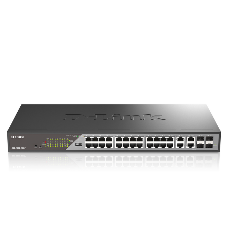 D-Link 24-Port Gigabit Poe+ Smart Managed Switch (370W PoE Budget) with 4 Combo SFP Ports - (DSS-200G-28MP)