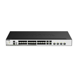 D-Link 28-Port 10Gb Fiber Layer 3 Stackable Managed Switch (DXS-3130-32S) | 28-Port 10GE SFP+ Ports, 4×25GbE SFP28 Uplinks, 9-Unit/200Gbps Stacking, Surge Protection, Rack-Mountable, Follows NDAA/TAA, Lifetime Warranty