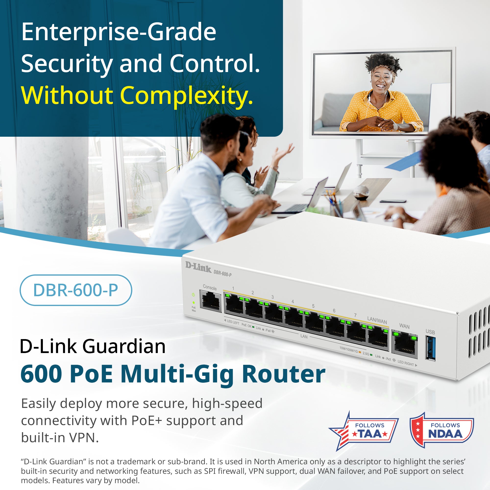 C200 Router D-Link Guardian 600 PoE Multi-Gig Business Router (DBR-600-P) Premium ...