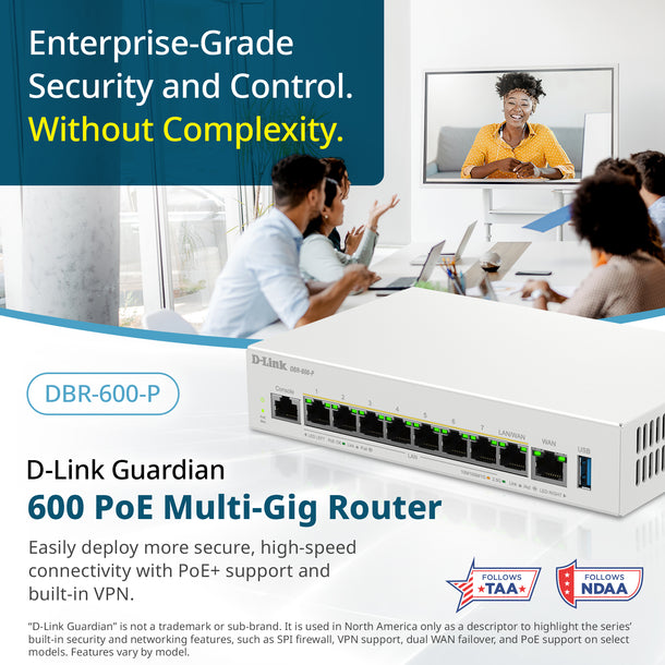 G 600 Router D-Link Guardian 600 PoE Multi-Gig Business Router (DBR-600-P) Premium ...