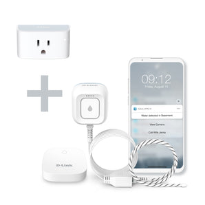D-Link Expandable Smart Wi-Fi Water Leak Sensor Starter Kit (SW-A11KT) plus D-Link Wi-Fi Smart Plug (PM-01M) - Special Bundle
