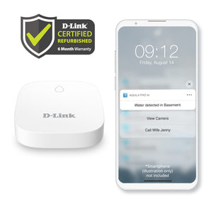 Certified Refurbished Add-on Remote water sensing pod (SW-A2/RE) for D-Link Smart Wi‑Fi water leak sensor kit (SW-A11KT) with siren, strobe, app alerts & Google Assistant support. Covers up to 17 spots. No hub needed. Easy setup. 