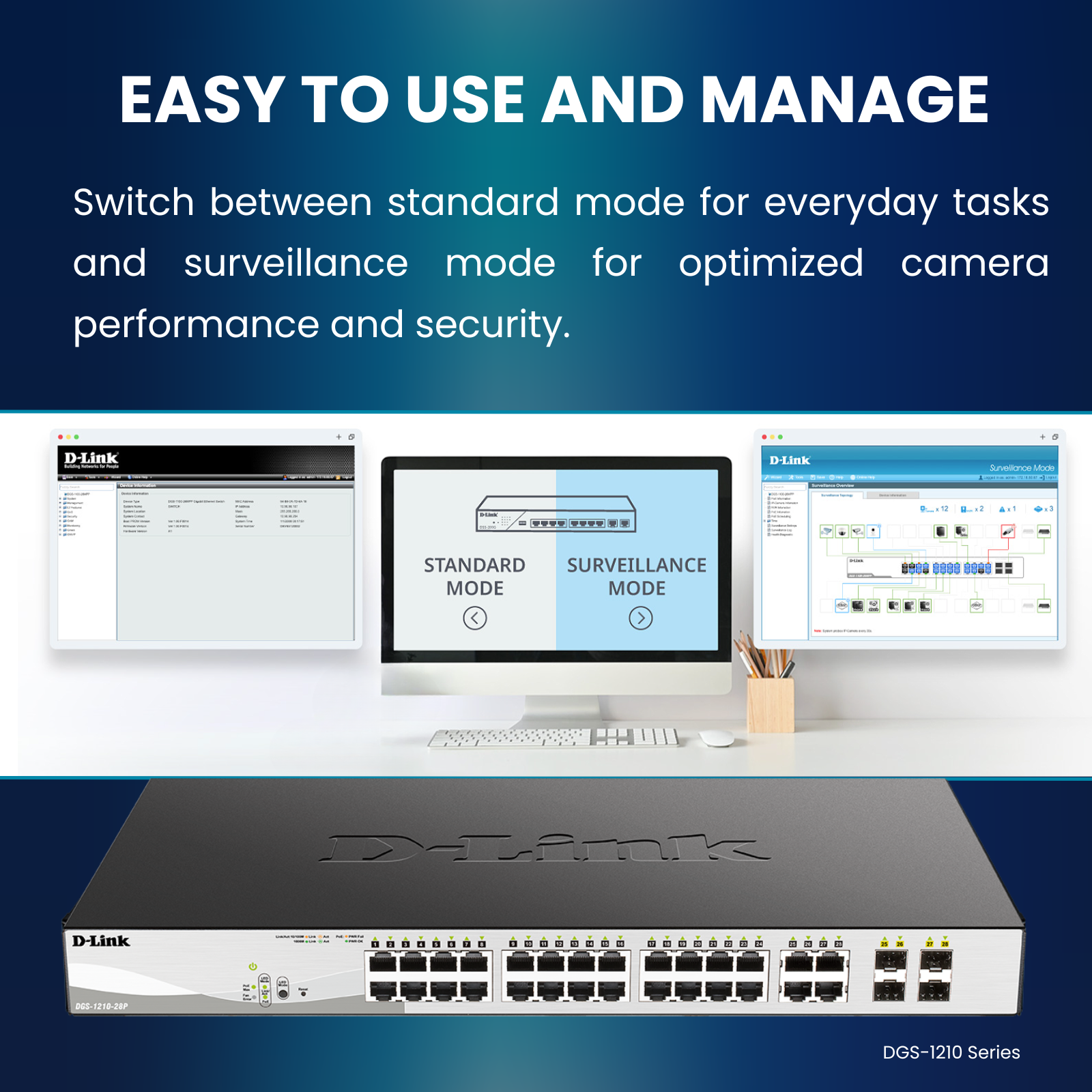 D-Link 10-Port Gigabit Smart Managed PoE+ Switch (DGS-1210-10MP) 8 PoE ...