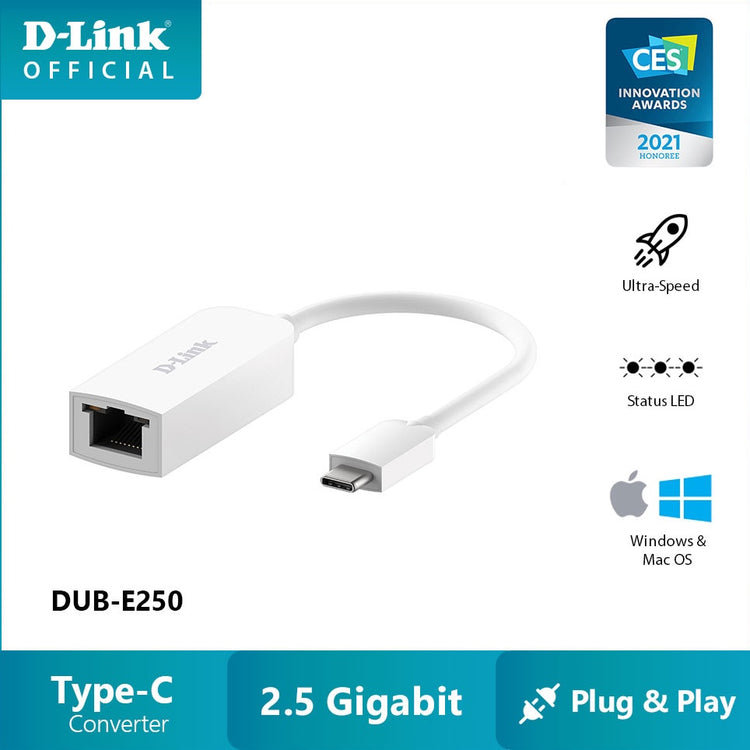 D-Link USB-C to 2.5G Ethernet Adapter - (DUB-E250)